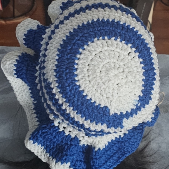 Crochet Blue and White Ruffle Bucket Hat main image 7